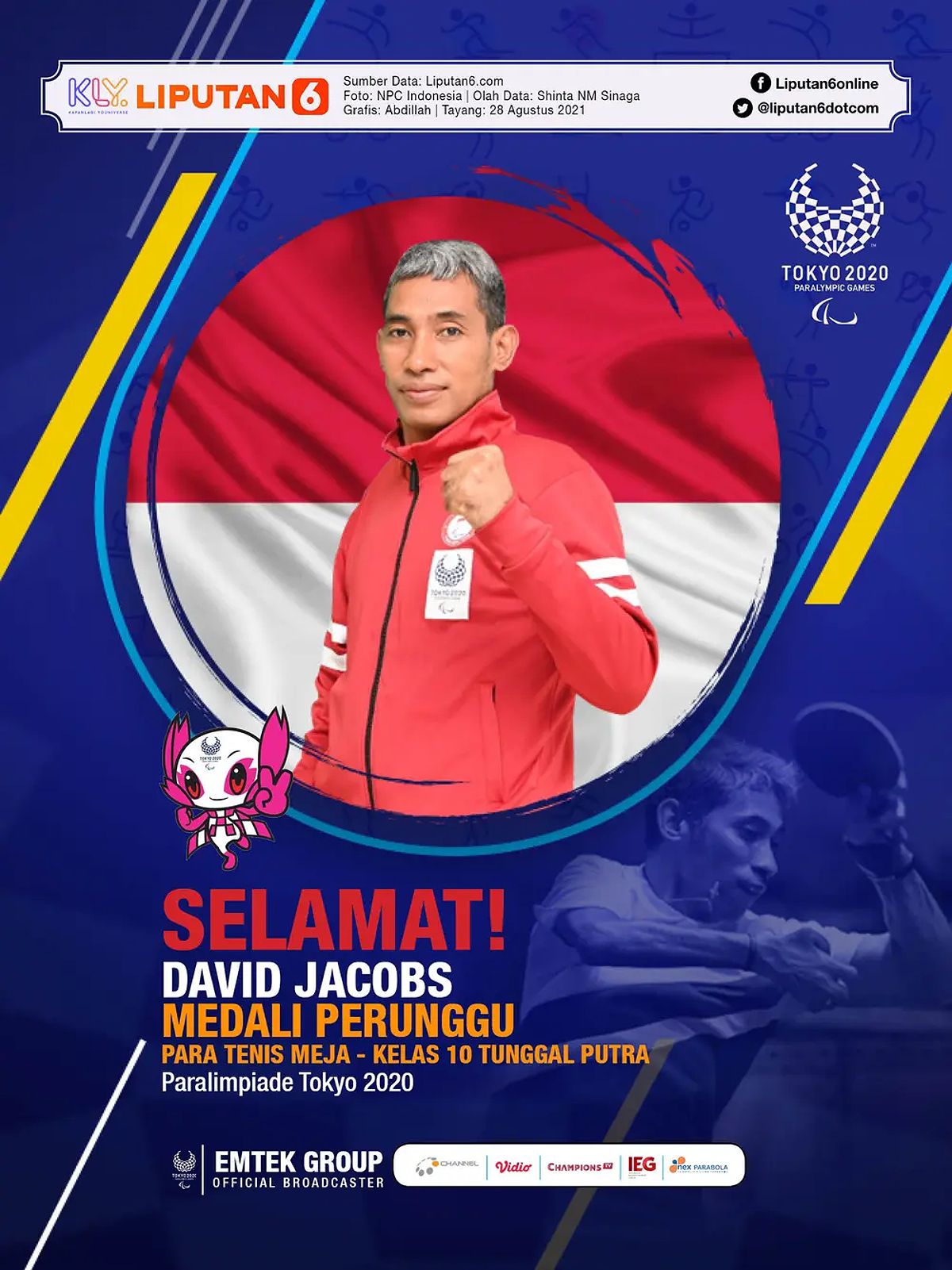 Infografis David Jacobs Raih Medali Perunggu Paralimpiade Tokyo 2020